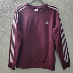 Adidas Sz L Striped Red Maroon Crewneck Sweatshirt Pullover Mens Womens